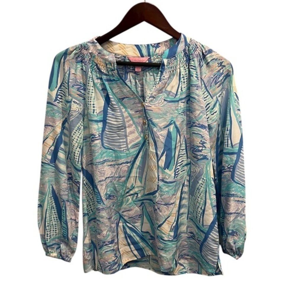 Lilly Pulitzer Else Silk Verbana Top Size XXS